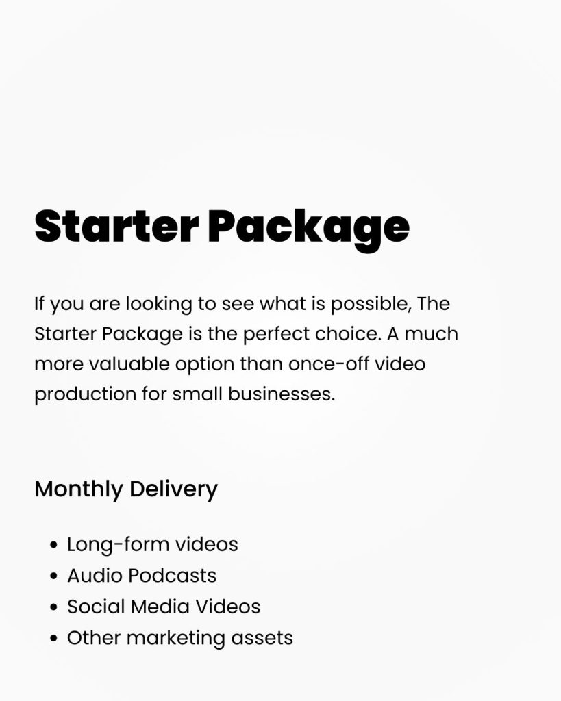 Starter package starter package image for video content