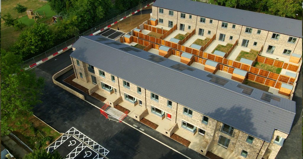 drone shot of a brand new housing estate